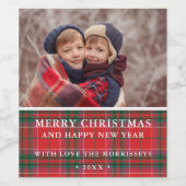 素朴クリスマスプレッドレッド緑の写真 ワインラベル (シングルラベル)