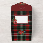 素朴クリスマスプレド付き/ポインセチア&パイン写真 オールインワン招待状 (外側)