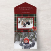 素朴クリスマスプレド付き/ポインセチア&パイン写真 オールインワン招待状 (内側)