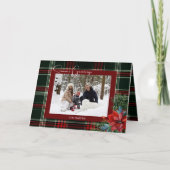 素朴クリスマスプレド付き/ポインセチア&パイン写真 シーズンカード (正面)