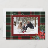 素朴クリスマスプレド付き/ポインセチア&パイン写真 シーズンカード (正面)