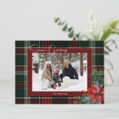 素朴クリスマスプレド付き/ポインセチア&パイン写真 シーズンカード (スタンド正面)