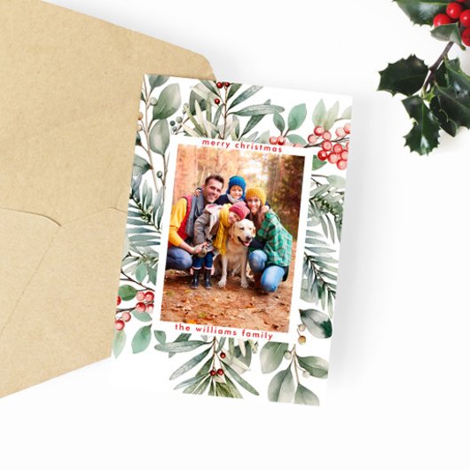 素朴クリスマスベリーのグリーティングフォト シーズンカード