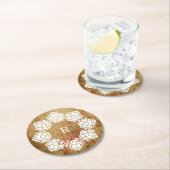 素朴クリスマスホップスリースモノグラムコースター ラウンドペーパーコースター (インサイチュ)