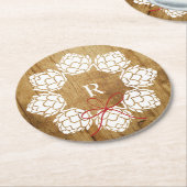 素朴クリスマスホップスリースモノグラムコースター ラウンドペーパーコースター (アングル)