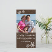 素朴クリスマスホリデースノーフレークフォトカード4x8 シーズンカード (スタンド正面)
