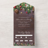 素朴クリスマスホリデーパーティーRSVP オールインワン招待状 (内側)