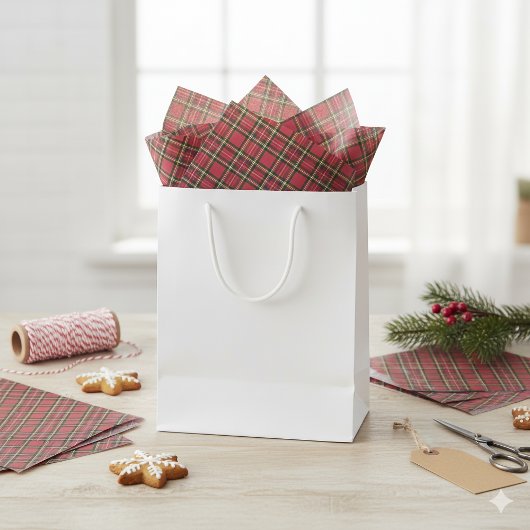 素朴クリスマスホリデーレッドタータンチェックプレイド 薄葉紙