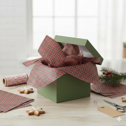 素朴クリスマスホリデーレッドタータンチェックプレイド 薄葉紙