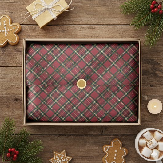 素朴クリスマスホリデーレッドタータンチェックプレイド 薄葉紙