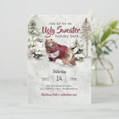 素朴クリスマスホリデー醜いセーターパーティー 招待状 (スタンド正面)