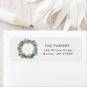 素朴クリスマスホリーベリーパインリース住所 ラベル (インサイチュ)