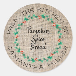 素朴クリスマスホリーリースキッチントリートギフト ラウンドシール