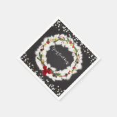 素朴クリスマスホワイトパインリースホリデーパーティー スタンダードカクテルナプキン (角)