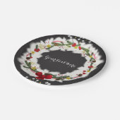 素朴クリスマスホワイトパインリースホリデーパーティー ペーパープレート (アングル)