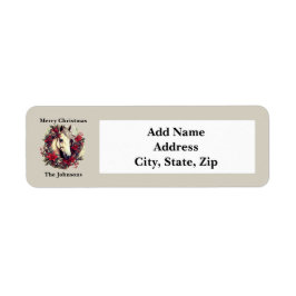 素朴クリスマスホースレッドリース ラベル