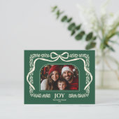 素朴クリスマスボタニカル弓リボン写真枠 ポストカード (スタンド正面)