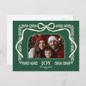 素朴クリスマスボタニカル弓リボン写真枠 ポストカード (正面/裏面)