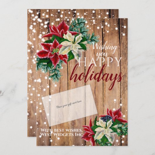 素朴クリスマスポインセチア シーズンカード (正面/裏面)