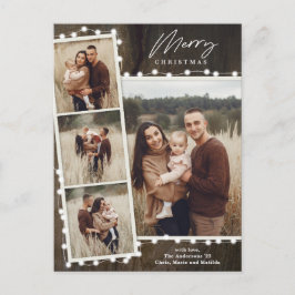 素朴クリスマスライト4フォトコラージュ シーズンポストカード
