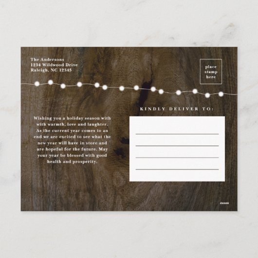 素朴クリスマスライト4フォトコラージュ シーズンポストカード (裏面)