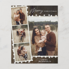 素朴クリスマスライト4枚フォトホリデーカード