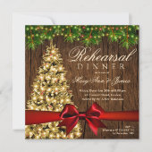 素朴クリスマスリハーサルのディナーツリー&リボン 招待状 (正面)