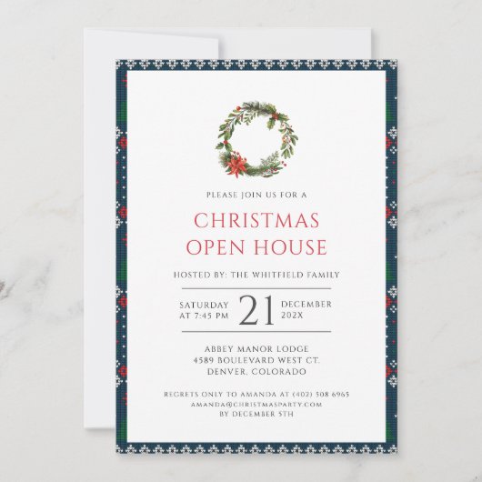 素朴クリスマスリースオープンハウスパーティー 招待状 (正面)