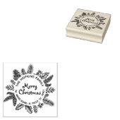 素朴クリスマスリースファミリー名差出人住所 ラバースタンプ (押印)