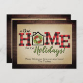 素朴クリスマスリースプレイドウッドニューホームムービング ポストカード (正面/裏面)