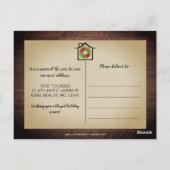 素朴クリスマスリースプレイドウッドニューホームムービング ポストカード (裏面)