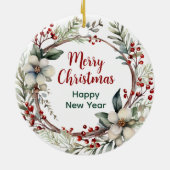 素朴クリスマスリースベルギーマリノワンドッグ セラミックオーナメント (裏面)