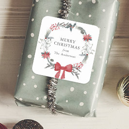 素朴クリスマスリースホリデーギフト スクエアシール