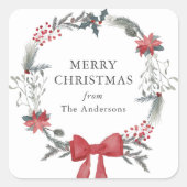 素朴クリスマスリースホリデーギフト スクエアシール (正面)