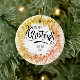 素朴クリスマスリースユーカリ離れウィンティ セラミックオーナメント