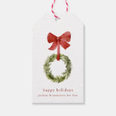素朴クリスマスリースレッドボウミニマリスト ギフトタグ (正面)