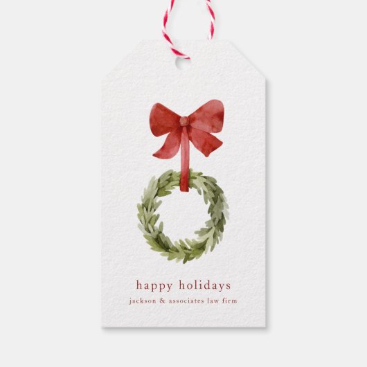 素朴クリスマスリースレッドボウミニマリスト ギフトタグ (裏面)