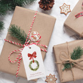 素朴クリスマスリースレッドボウミニマリスト ギフトタグ