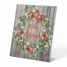 素朴クリスマスリース台座標識