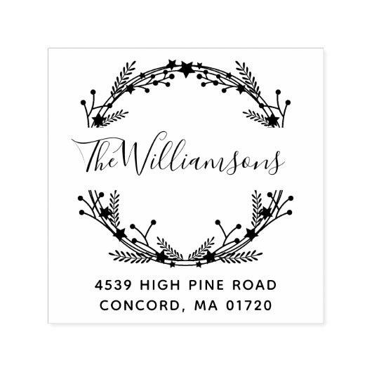 素朴クリスマスリース名前をカスタムする差出人住所 セルフインキングスタンプ (デザイン)