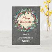 素朴クリスマスリース姪のメリークリスマス カード (黄色い花)