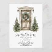 素朴クリスマスリース水彩弓引っ越しました 案内ポストカード (正面)