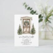 素朴クリスマスリース水彩弓引っ越しました 案内ポストカード (スタンド正面)