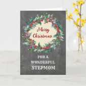 素朴クリスマスリース義母メリークリスマス カード (黄色い花)