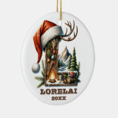 素朴クリスマスレターL冬パーソナライズされた冒険 セラミックオーナメント (右)