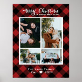 素朴クリスマスレッドブラックバッファロープレイドウッド ポスター (正面)