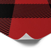 素朴クリスマスレッドブラックバッファロープレイドウッド ポスター (角)