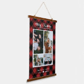 素朴クリスマスレッドブラックバッファロープレイドウッド 吊り下げ型タペストリー (傾斜あり)