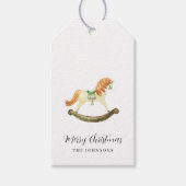 素朴クリスマスロッキングホースバッファローのチェック ギフトタグ (正面)