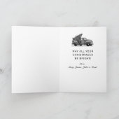 素朴クリスマスヴィンテージレッドトラック4家族の写真 シーズンカード (内部)